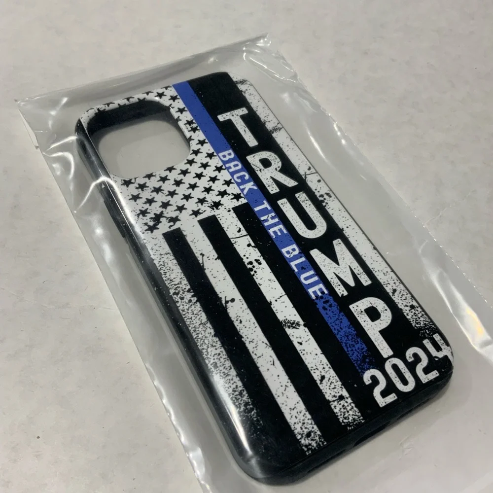 iPhone 12/12 Pro 6.1’’ Trump 2024 back the blue American flag blue line Case